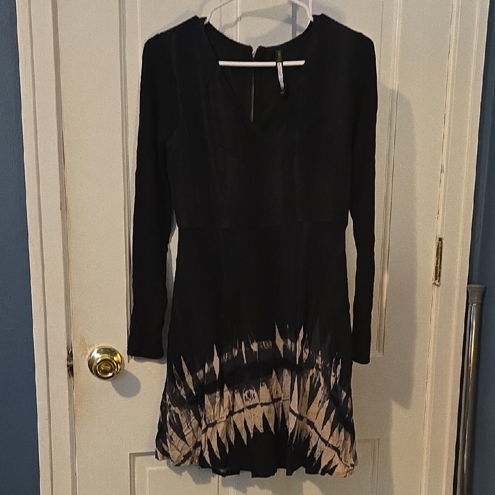 Plenty by Tracy Reese Black and Cream Long Sleeve Lined Dress